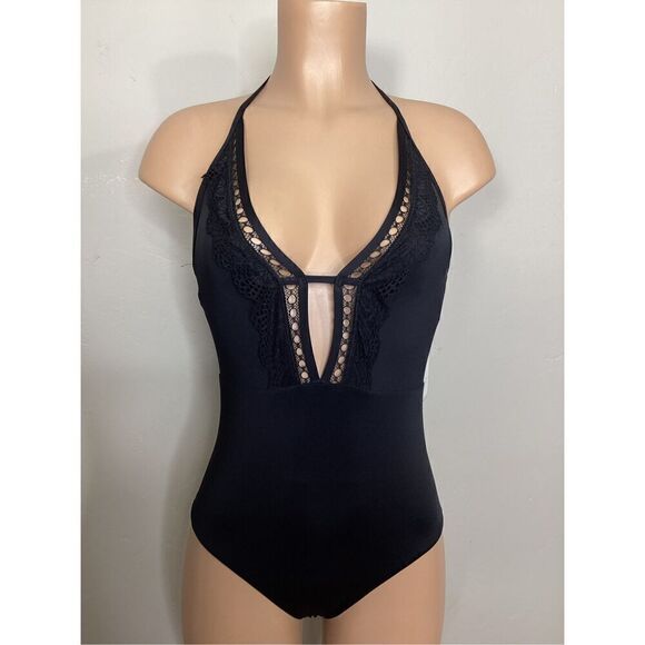 New. Laundry by Shelli Segal Black plunge swimsuit. Small. Retails $149 - Picture 4 of 10